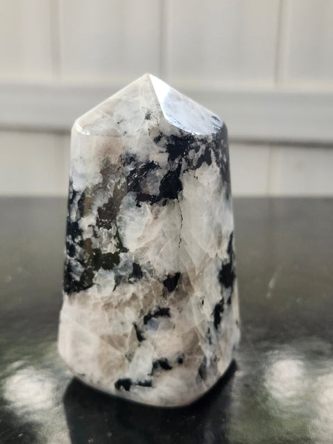 Rainbow moonstone full polished point tower! 2.5 too 3.5 inches