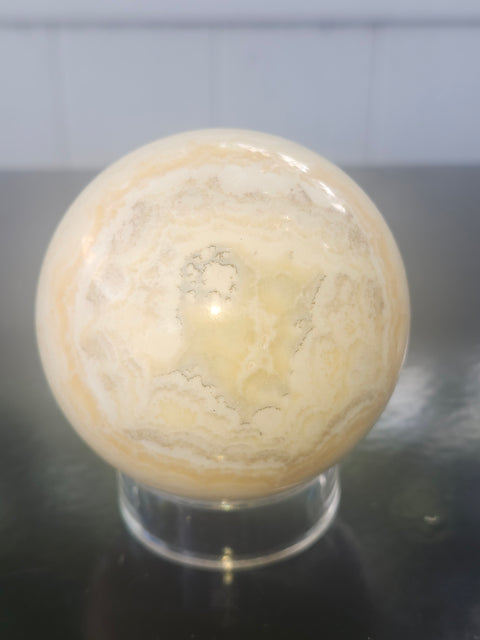 Orange calcite sphere! 67mm, 2.6 inches, 15 ounces