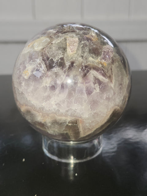 Chevron amethyst sphere! 1.9 pounds, 79mm, 3.1 inches