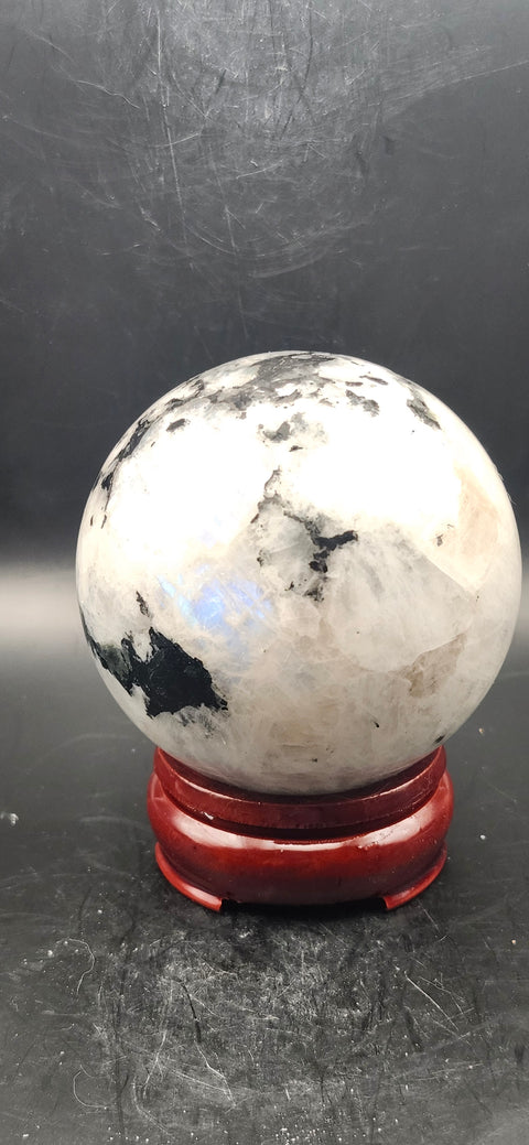 Rainbow moonstone sphere! 74mm, 2.9 inchs, 1.4 pounds