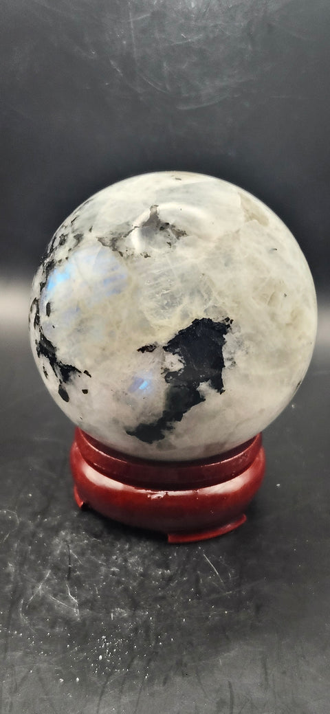 Rainbow moonstone sphere! 74mm, 2.9 inchs, 1.4 pounds