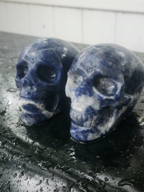 Sodalite skull!! 1 pound, 3.6 inches long, 2.7 tall, 2.3 wide