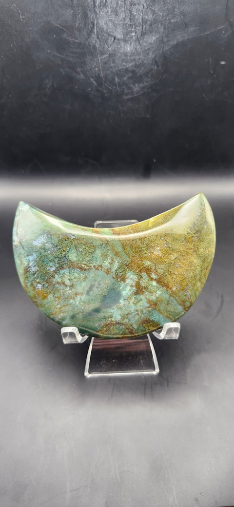 Green jasper moon! 10 ounces, 4 inches long