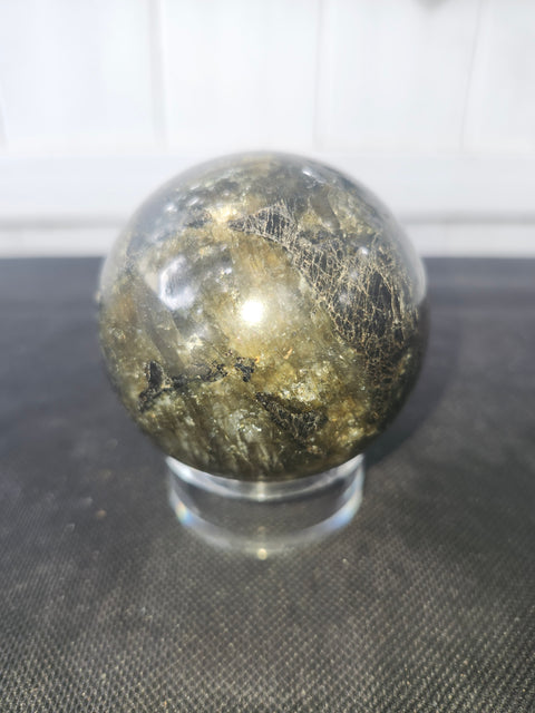 Labradorite sphere 15 ounces, 65mm, 2.56 inches