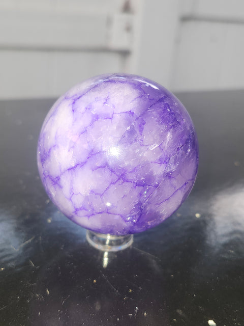 Purple crackle quartz sphere! 7.4 ounces, 53mm, 2.1 inches