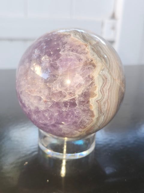Amethyst lace agate sphere! 76mm, 3 inches, 1.6 pounds