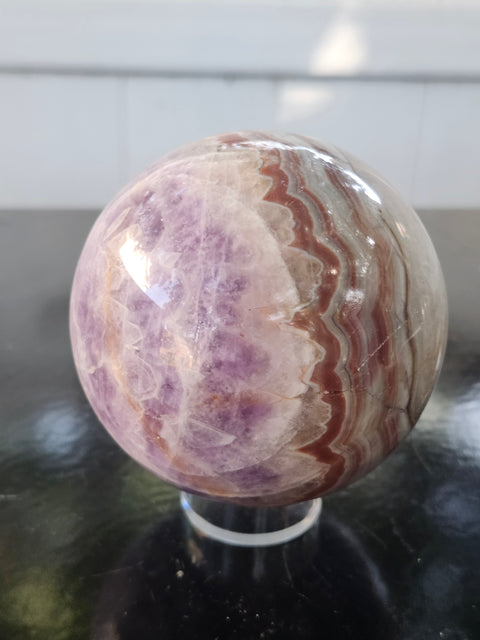 Amethyst lace agate sphere! 74mm 2.93 inches, 1.4 pounds