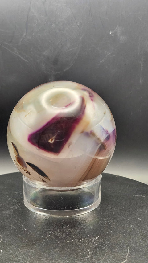Purple, clear agate sphere! 60mm, 2.36 inches, 10.5 ounces!!