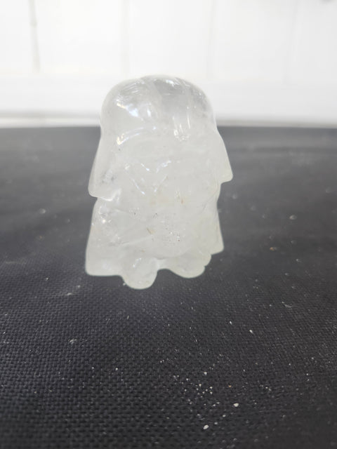 4 ounce, 2.75 inch Clear quartz Darth vader carving star wars