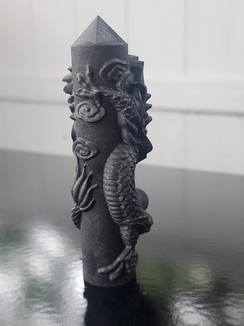 Shungite dragon tower! 2.7 ounces, 4.3 inches tall
