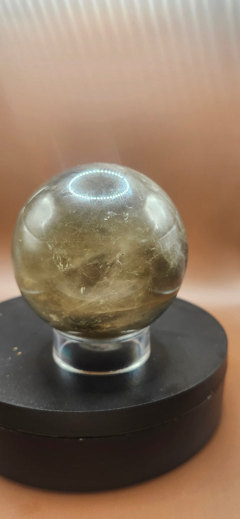 Smoky quartz sphere, 75mm, 2.95 inches, 1.5 pounds
