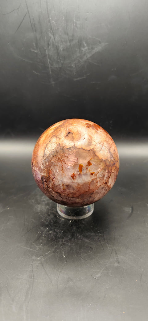 Ferruginous quartz sphere. 68.2mm, 2.68 inches, 15 ounces