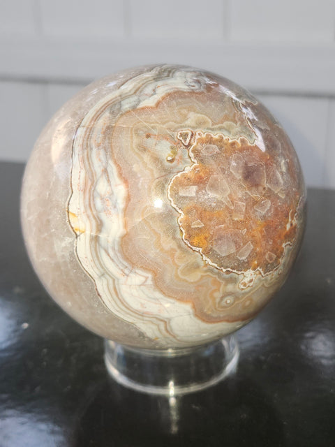 Amethyst lace agate sphere! 1.15 pounds, 85mm, 3.3 inches