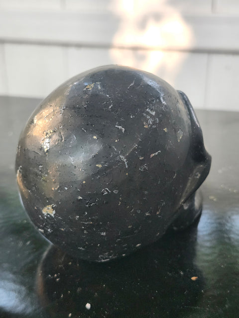 Shungite skull! 1.3 pounds, 3.9 inches wide, 2.9 tall, 2.4 wide