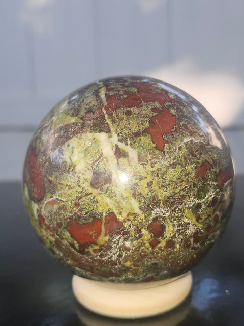 Dragon bloodstone sphere! 72mm, 2.8 inches, 1.5 pounds