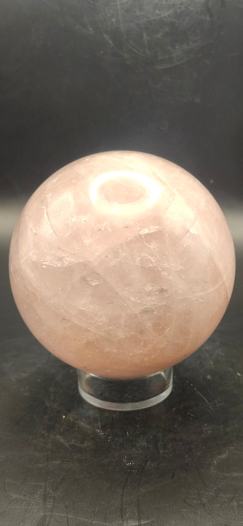 Rose quartz sphere! 69.8mm, 2.7 inches, one pound!