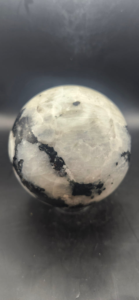 Rainbow moonstone sphere! 81.9mm, 3.22 inches, 1.11 pounds