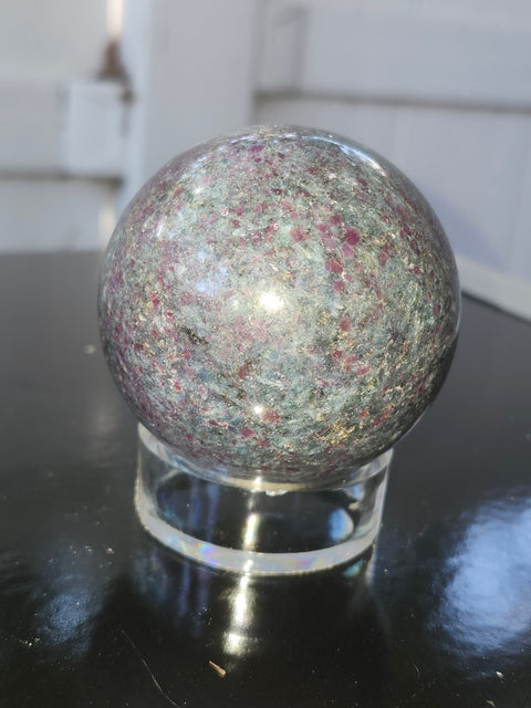 14 ounce ruby in kyanite sphere!! Uv reactive, 60mm mm, 2.36 inches