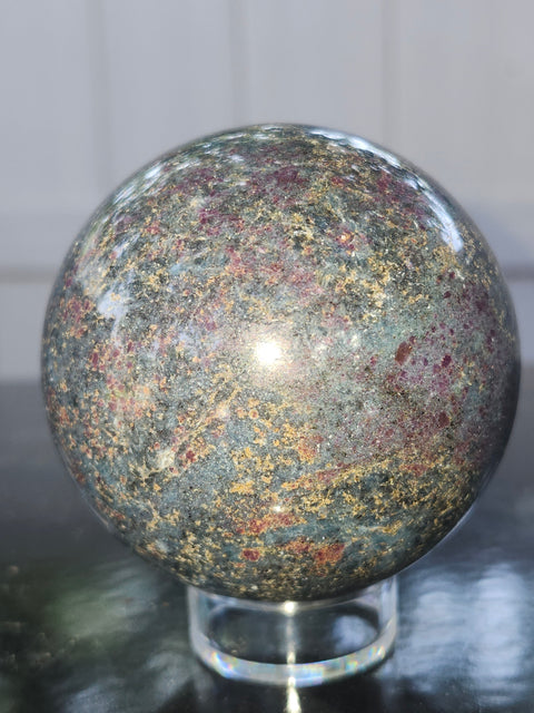 Ruby in kyanite sphere! 1.4 pounds, 66.8mm, 2.63 inches uv reactive