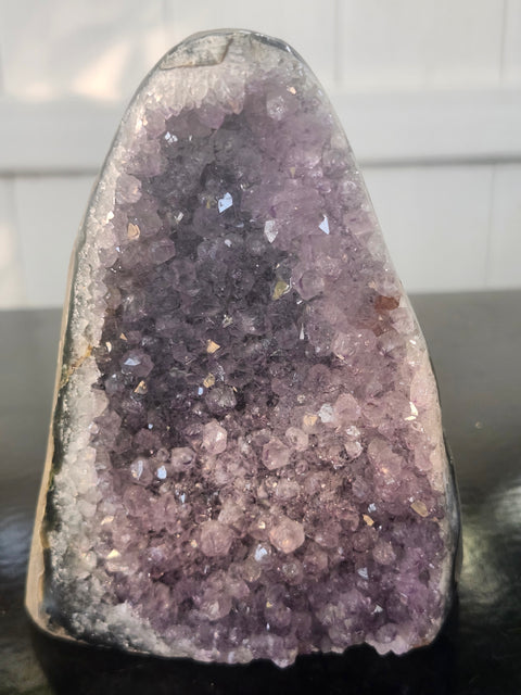 Amethyst cut base free form! 2.1 pounds, 4.6 inches tall, 3.6 inches wide