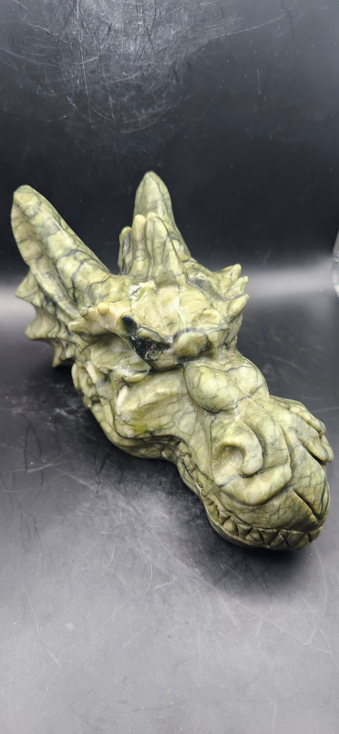 Serpentine dragon skull! 1.15 pounds, 4.5 inch head, 6.5 nose to horn