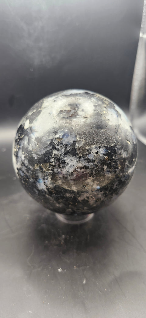 Rainbow moonstone sphere! 83.3mm, 3.27 inches, 1.13 pounds