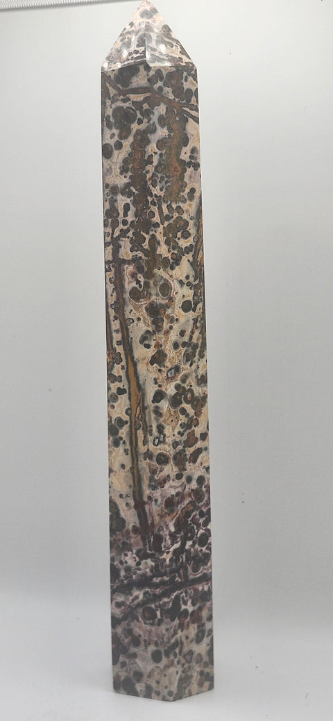 Leopard skin jasper tower! 8.5 inches tall, 13.5 ounces