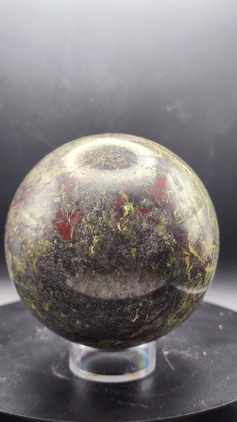 Dragon bloodstone sphere 75mm, 2.96 inches, 1.7 pounds