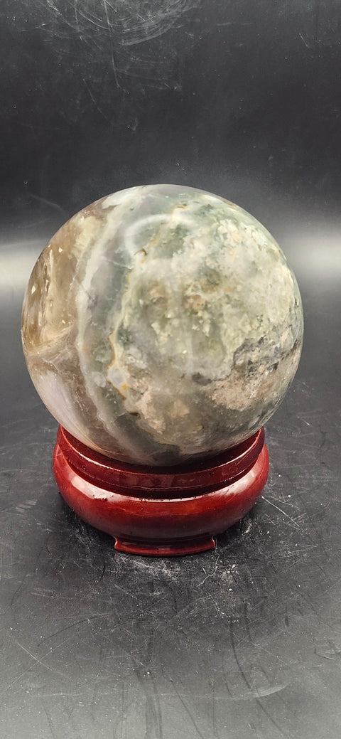 Florite/ ferruginous quartz sphere!! 15.7 ounces, 65.6mm, 2.5 inches