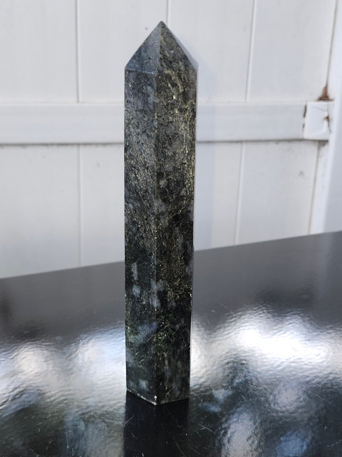 Large larvikite tower! 8 inches tall, 1.5 pounds