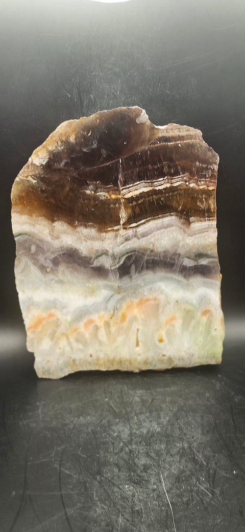Striped calcite slab! 1.4 pounds, 5.5 inches tall, 4.5 wide