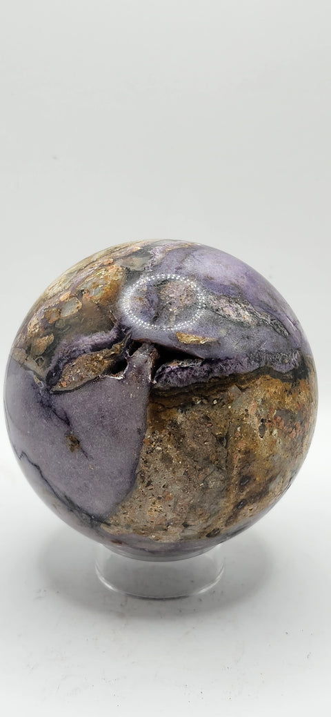 Opalized fluorite sphere! 71mm, 2.8 inches, 1.3 pounds