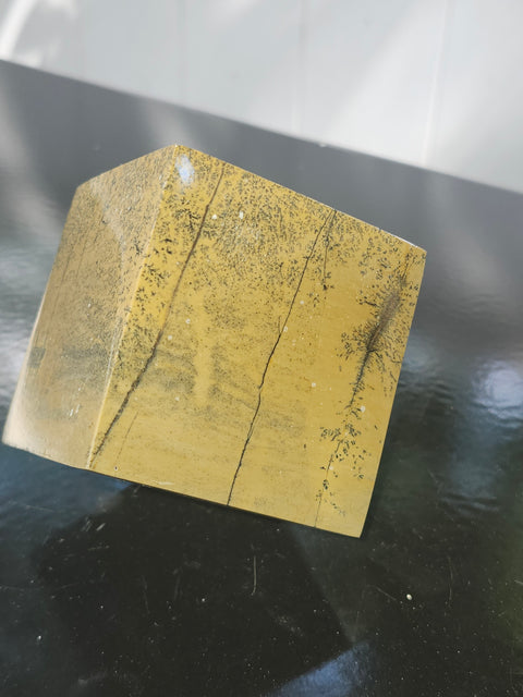 Yellow feather jasper balancing cube! 2.6 by 2.3 inches wide, 1.6 pounds