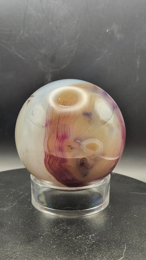 Purple, clear agate sphere! 60mm, 2.36 inches, 10.5 ounces!!