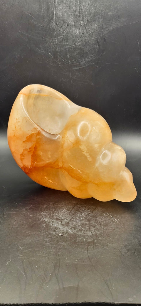 Fire quartz conch shell! 1.12 pounds, 5 inchs long, 2.7 wide