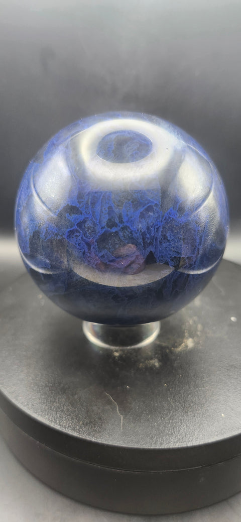 Blueberry smelting quartz sphere! 1.2 pounds, 75.8mm, 2.98 inches