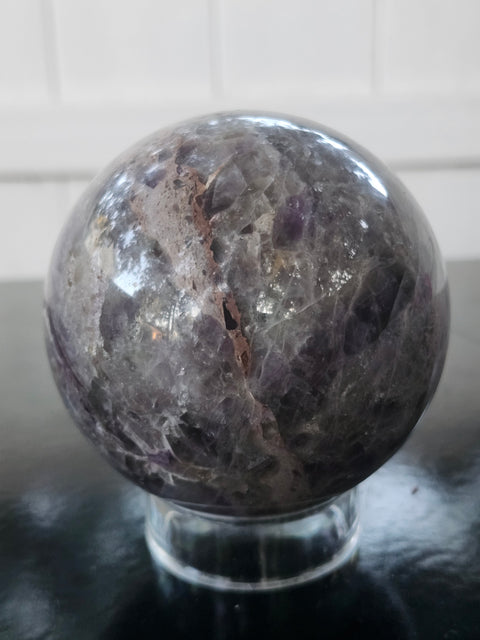 Chevron amethyst sphere! 76mm, 3 inches, 1.6 pounds
