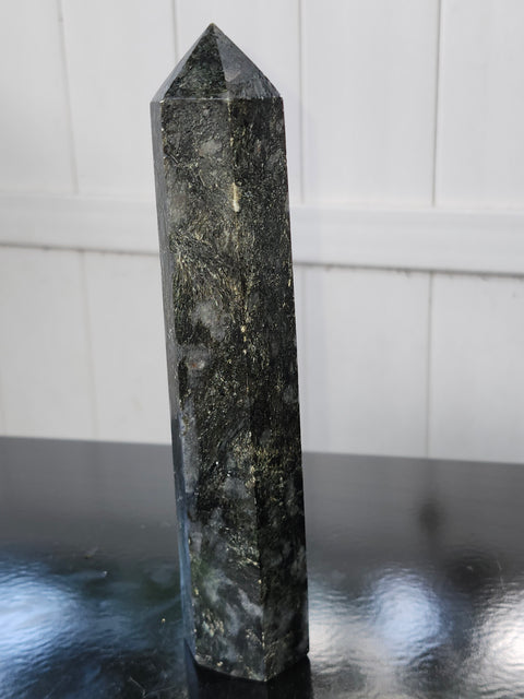 Large larvikite tower! 8 inches tall, 1.5 pounds