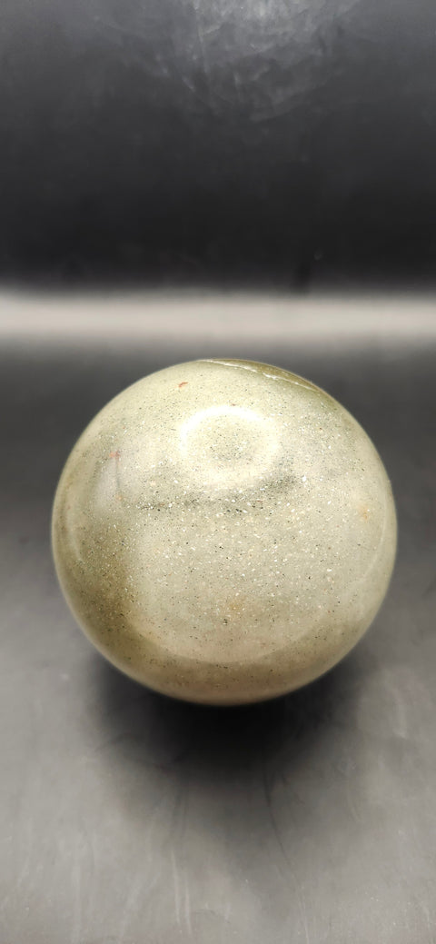 Green aventurine silver flash sphere! 76.4mm, 3 inches, 1.6 pounds