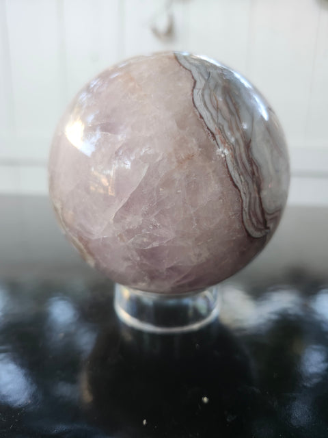 Amethyst lace agate sphere! 85mm, 3.36 inches, 2.1 pounds