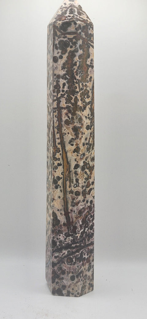 Leopard skin jasper tower! 8.5 inches tall, 13.5 ounces