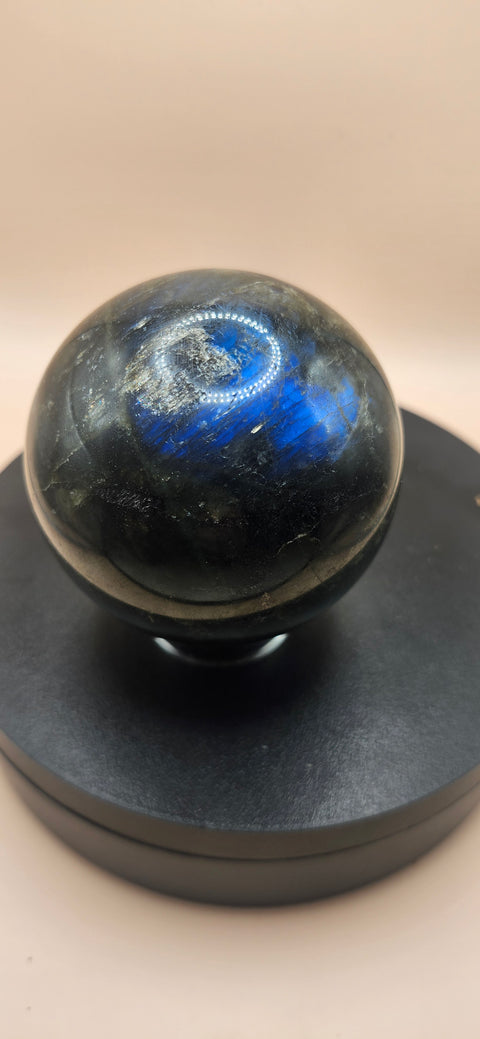 Labradorite sphere! 65mm, 2.5 inches, 14 ounces blue flash