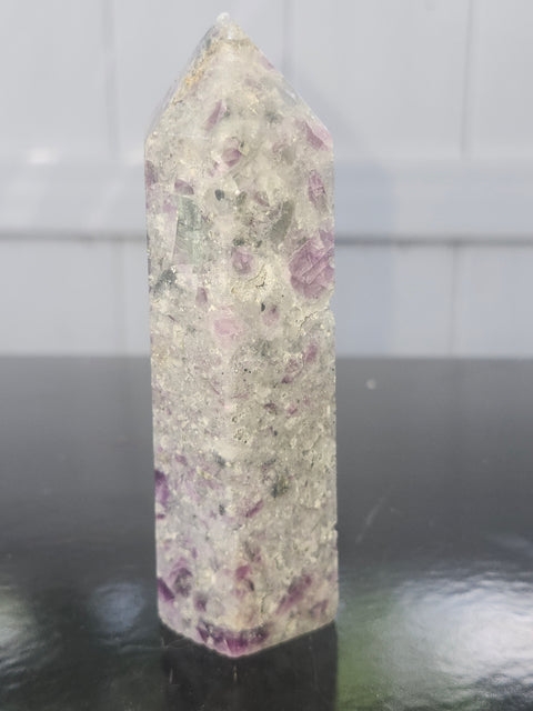 Opalized fluorite tower with pyrite spots!! 7.5 ounces, 4.3 inches