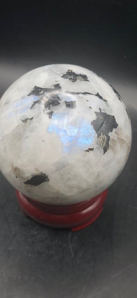 Rainbow moonstone sphere! 72mm, 2.8 inches, 1.2 pounds