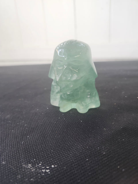 4 ounce, 2.75 inch green florite Darth vader carving star wars