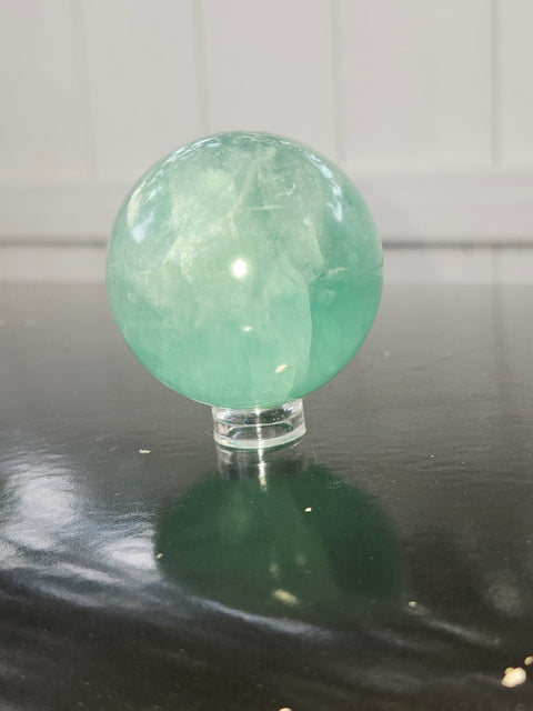 Green florite sphere! 6.8 ounces, 48mm, 1.9 inches
