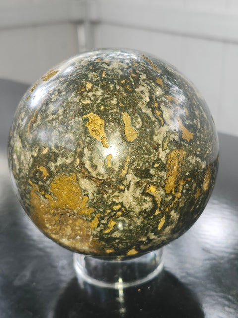 Ocean jasper sphere! 93mm, 3.66 inches, 2.6 pounds