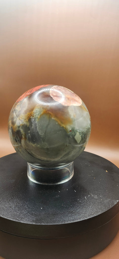 African bloodstone sphere! 73.5mm, 2.89 inches 1.4 pounds