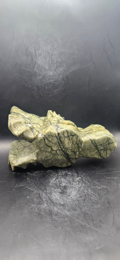 Serpentine dragon skull! 1.15 pounds, 4.5 inch head, 6.5 nose to horn