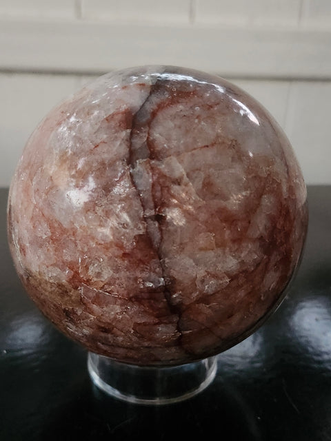Fire quartz sphere! 2.6 pounds, 90mm, 3.56 inches
